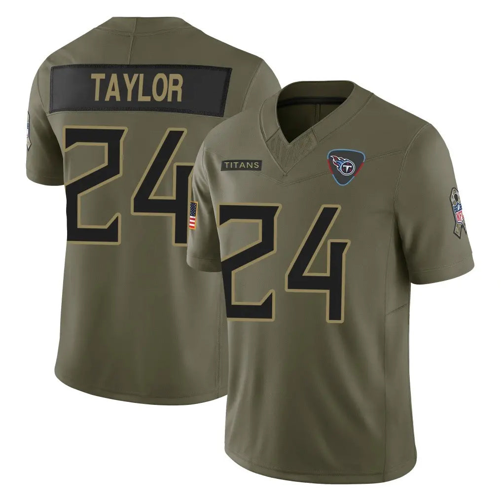 Tlead T.Titans #24 Alontae Taylor Player Olive Limited 2025 Salute to Service Home Game Stitched Jerseys
