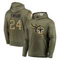 Tlead T.Titans #24 Alontae Taylor Player Olive Salute to Service Pullover Hoodies Home Game Stitched Jerseys