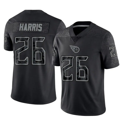 Tlead T.Titans #26 Marcus Harris Player Black Limited Reflective Home Game Stitched Jerseys