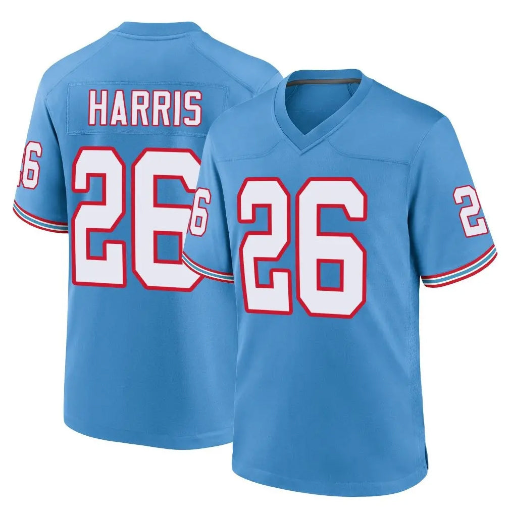 Tlead T.Titans #26 Marcus Harris Player Light Blue Oilers Throwback Home Game Stitched Jerseys