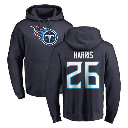 Tlead T.Titans #26 Marcus Harris Player Navy Logo Pullover Hoodies Home Game Stitched Jerseys