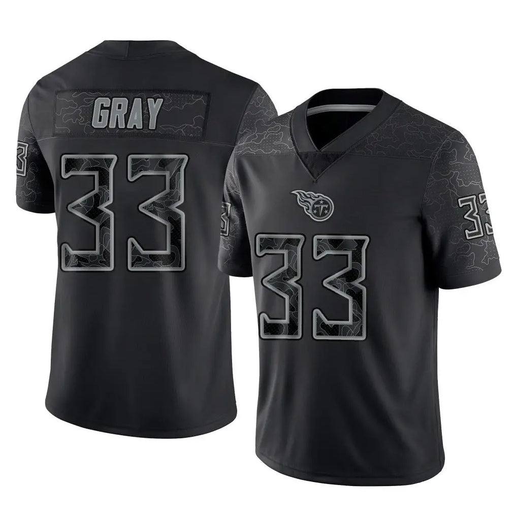 Tlead T.Titans #33 Cedric Gray Player Black Limited Reflective Home Game Stitched Jerseys
