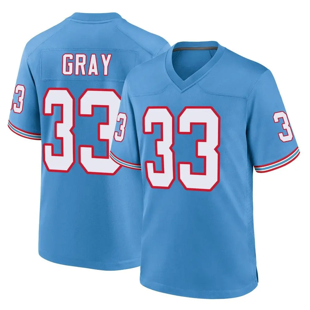 Tlead T.Titans #33 Cedric Gray Player Light Blue Oilers Throwback Home Game Stitched Jerseys