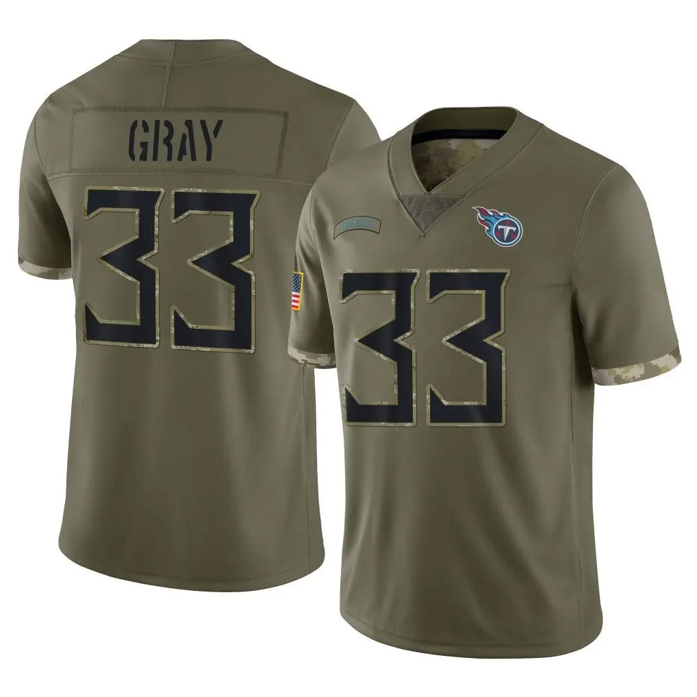 Tlead T.Titans #33 Cedric Gray Player Olive Limited Salute to Service Home Game Stitched Jerseys