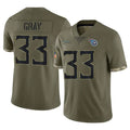 Tlead T.Titans #33 Cedric Gray Player Olive Limited Salute to Service Home Game Stitched Jerseys