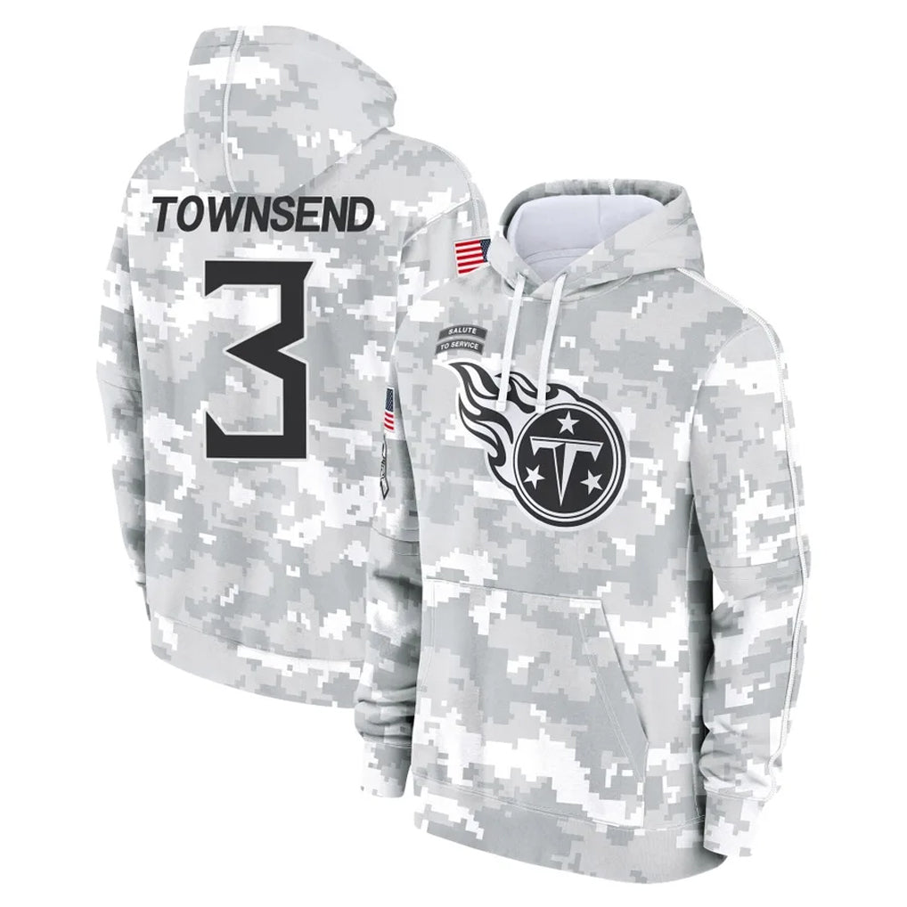 Tlead T.Titans #3 Tommy Townsend Player Camo Arctic Salute to Service Pullover Hoodies Home Game Stitched Jerseys
