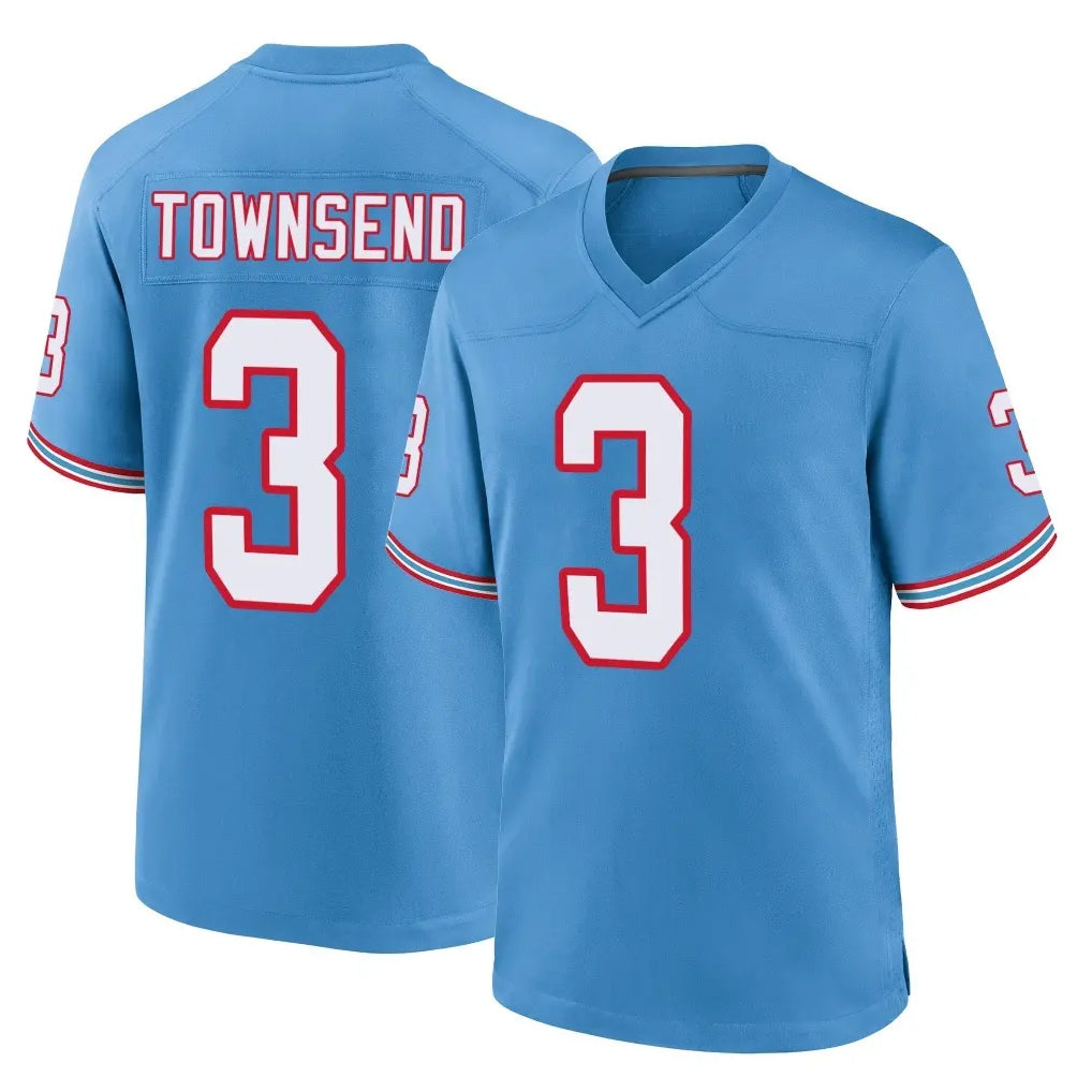 Tlead T.Titans #3 Tommy Townsend Player Light Blue Oilers Throwback Home Game Stitched Jerseys