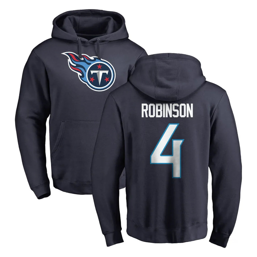 Tlead T.Titans #4 Wan'Dale Robinson Player Navy Logo Pullover Hoodies Home Game Stitched Jerseys