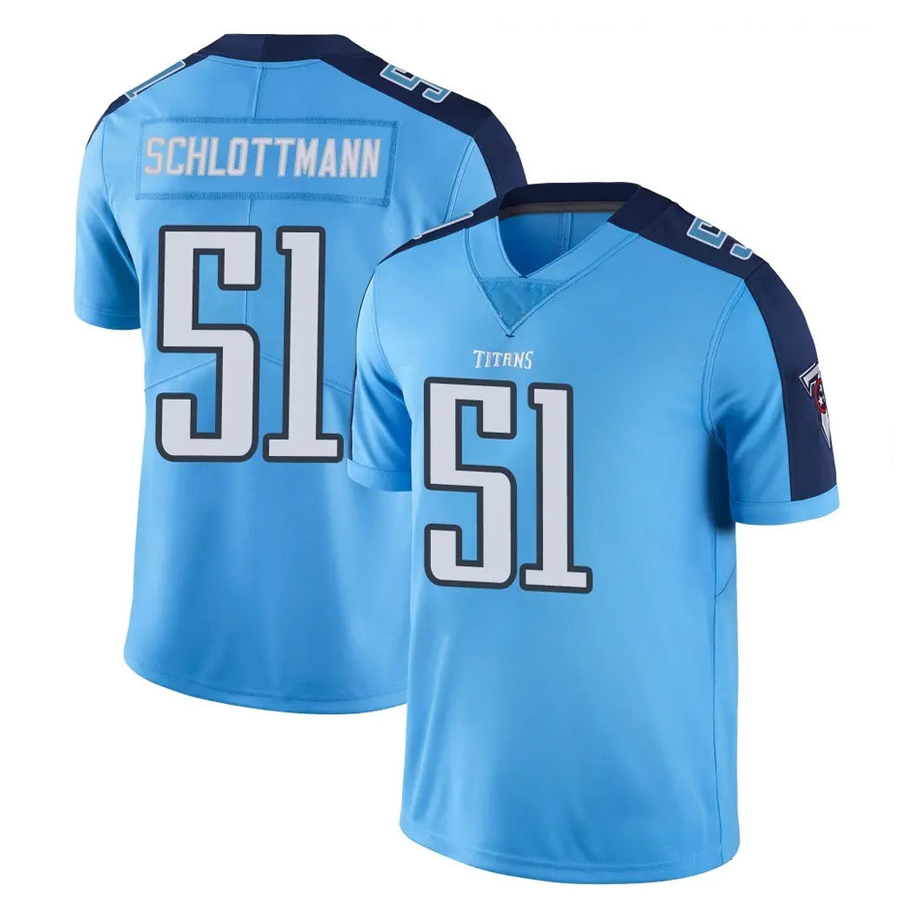 Tlead T.Titans #51 Austin Schlottmann Player Light Blue Limited Color Rush Home Game Stitched Jerseys