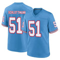 Tlead T.Titans #51 Austin Schlottmann Player Light Blue Oilers Throwback Home Game Stitched Jerseys