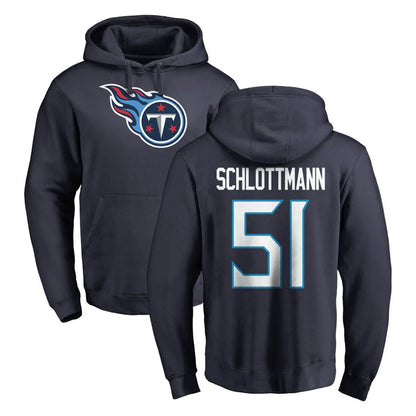 Tlead T.Titans #51 Austin Schlottmann Player Navy Logo Pullover Hoodies Home Game Stitched Jerseys