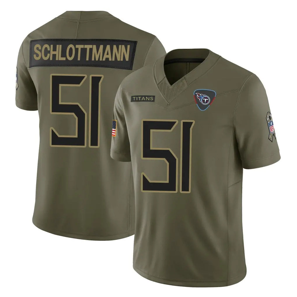 Tlead T.Titans #51 Austin Schlottmann Player Olive Limited 2025 Salute to Service Home Game Stitched Jerseys