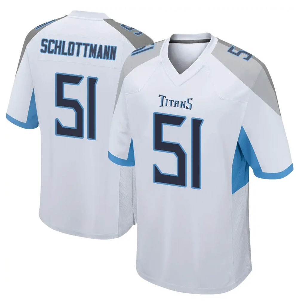 Tlead T.Titans #51 Austin Schlottmann Player White Home Game Stitched Jerseys