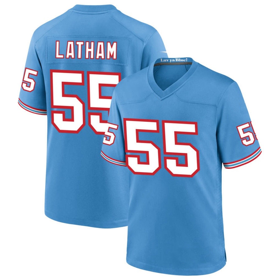 Tlead T.Titans #55 JC Latham Player Blue Throwback Alternate Game Stitched Jerseys