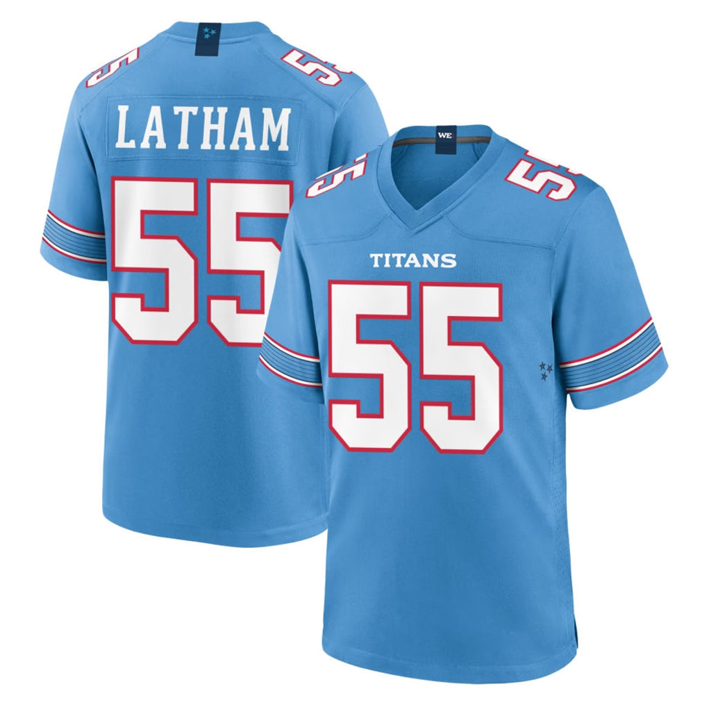 Tlead T.Titans #55 JC Latham Player Light Blue 2026 Game Home Stitched Jerseys