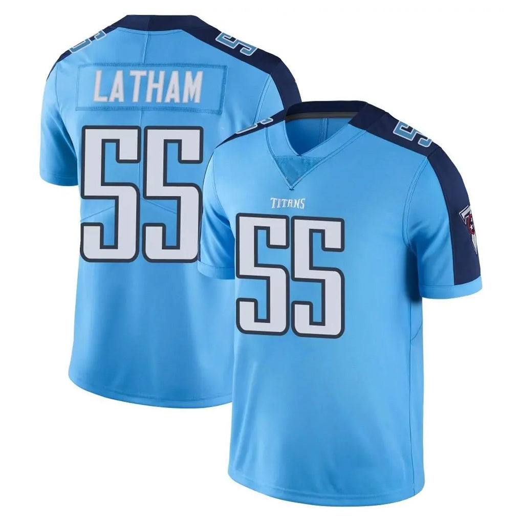 Tlead T.Titans #55 JC Latham Player Light Blue Limited Color Rush Home Game Stitched Jerseys