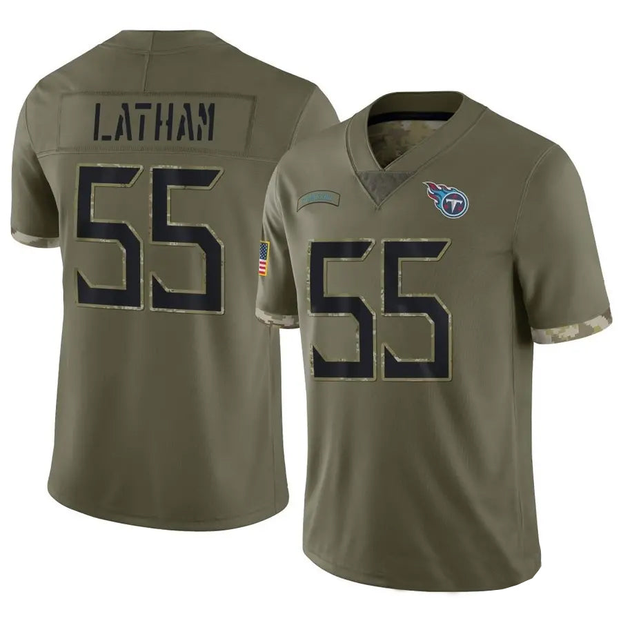 Tlead T.Titans #55 JC Latham Player Olive Salute To Service Limited Stitched Jerseys