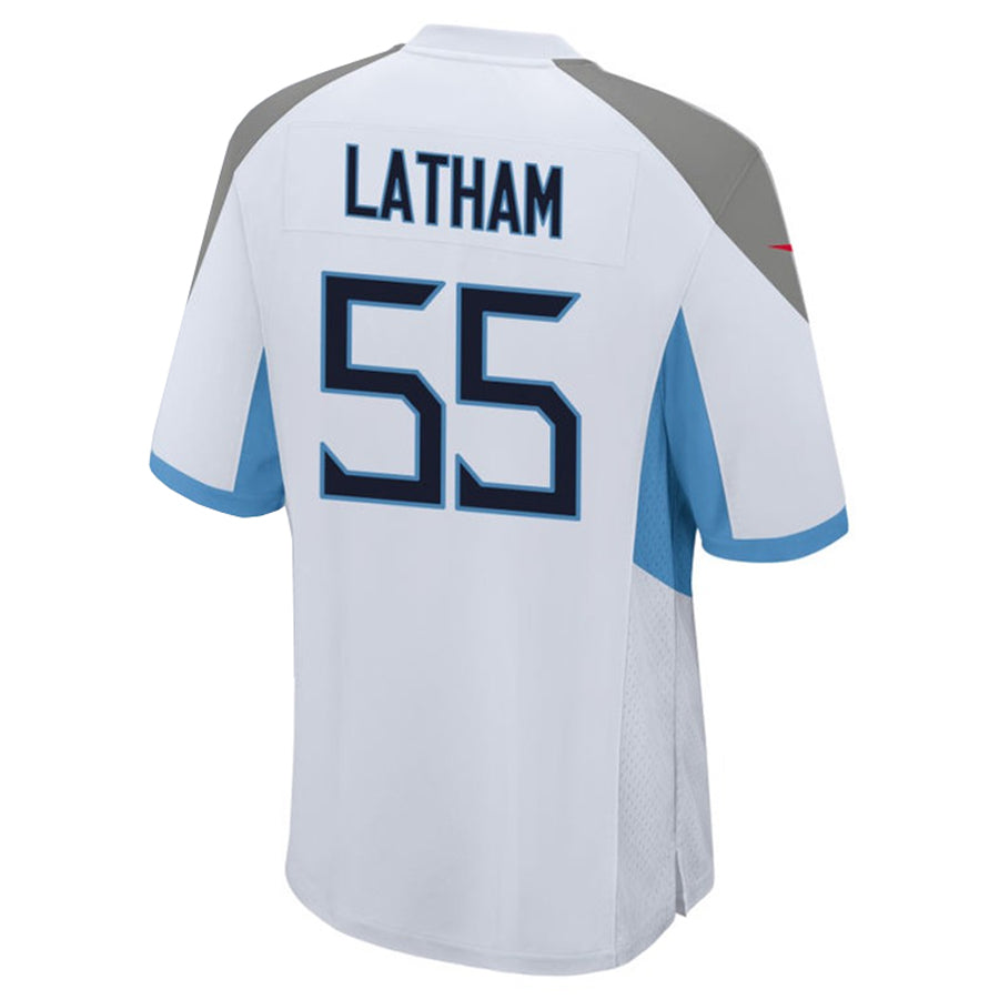 Tlead T.Titans #55 JC Latham Player White Home Game Stitched Jerseys