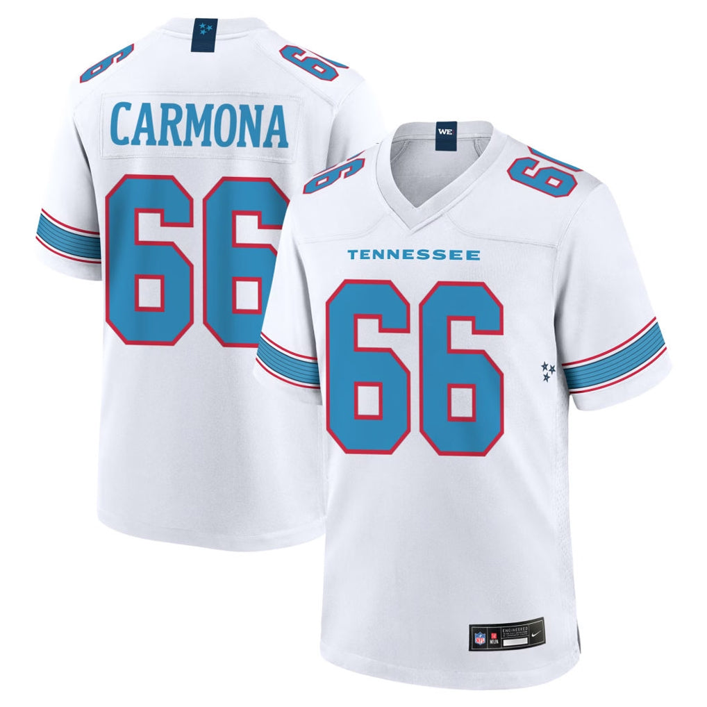 Tlead T.Titans #66 Fernando Carmona Jr. Player White 2026 Game Home Stitched Jerseys