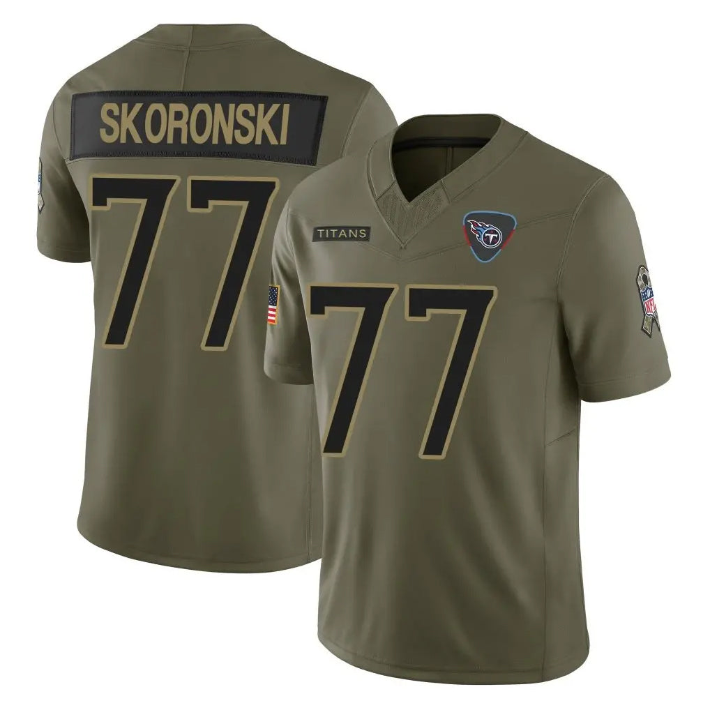 Tlead T.Titans #77 Peter Skoronski Player Olive Limited 2025 Salute to Service Home Game Stitched Jerseys