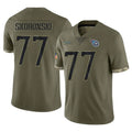 Tlead T.Titans #77 Peter Skoronski Player Olive Limited Salute to Service Home Game Stitched Jerseys