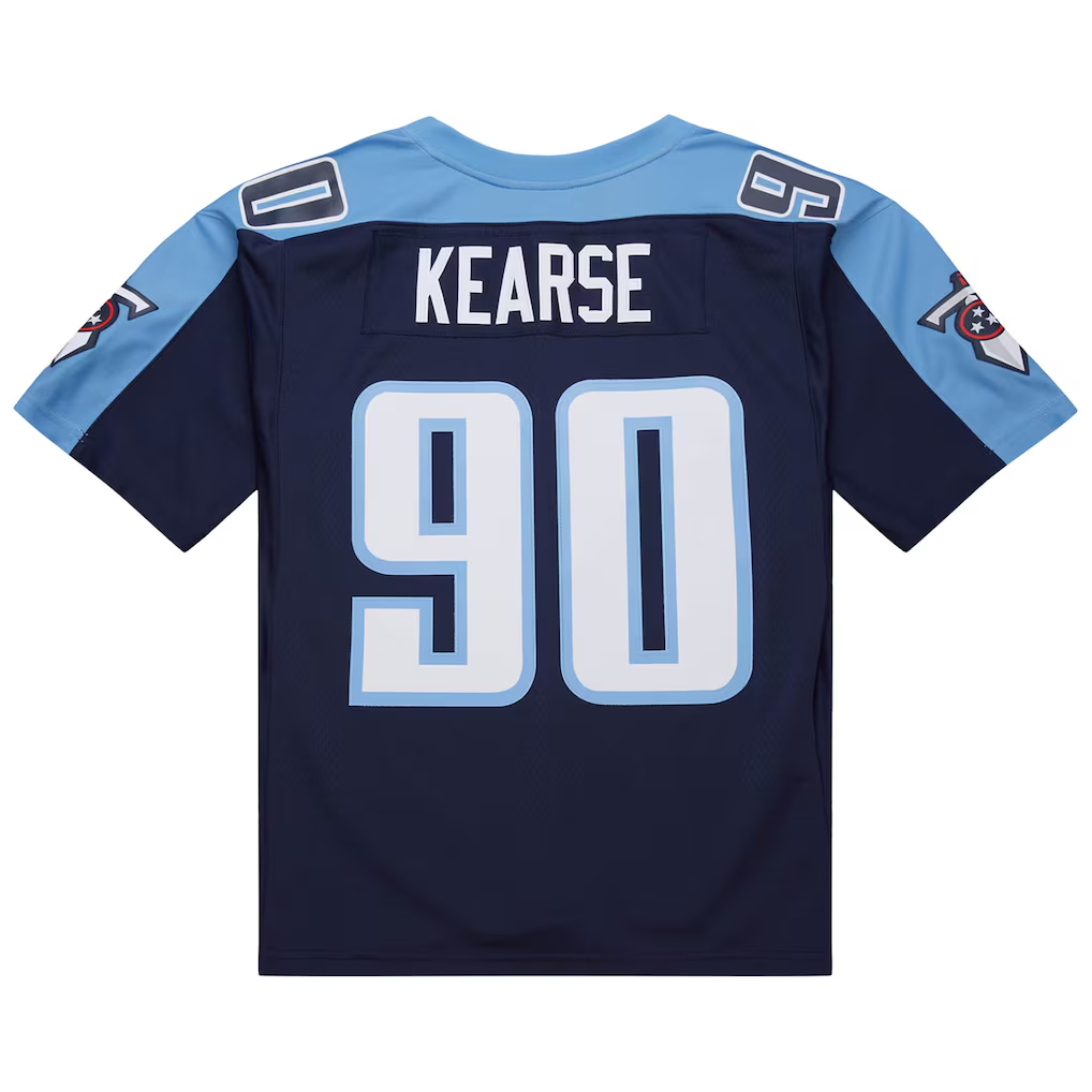 Tlead T.Titans #90 Jevon Kearse Mitchell & Ness Navy 1999 Legacy Replica Jersey Tennessee Titans Jevon Kearse Mitchell & Ness Navy 1999 Legacy Replica Jersey
