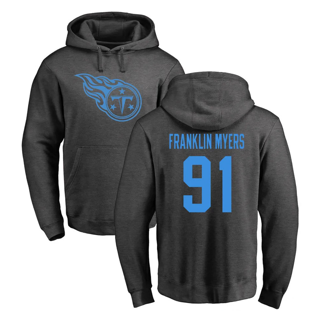 Tlead T.Titans #91 John Franklin-Myers Player Ash One Color Pullover Hoodies Home Game Stitched Jerseys