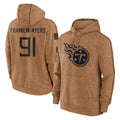 Tlead T.Titans #91 John Franklin-Myers Player Brown Salute To Service Club Pullover Hoodies Home Game Stitched Jerseys