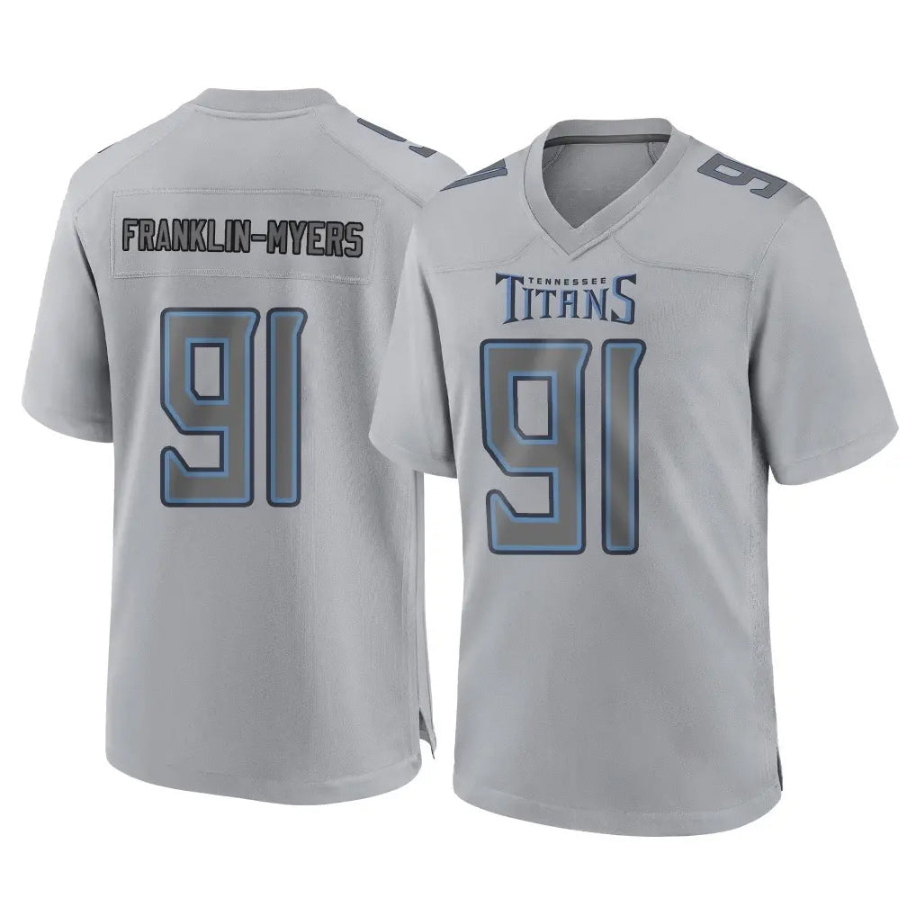 Tlead T.Titans #91 John Franklin-Myers Player Gray Atmosphere Fashion Home Game Stitched Jerseys