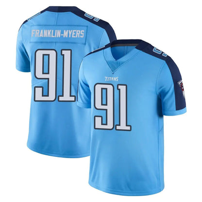 Tlead T.Titans #91 John Franklin-Myers Player Light Blue Limited Color Rush Home Game Stitched Jerseys