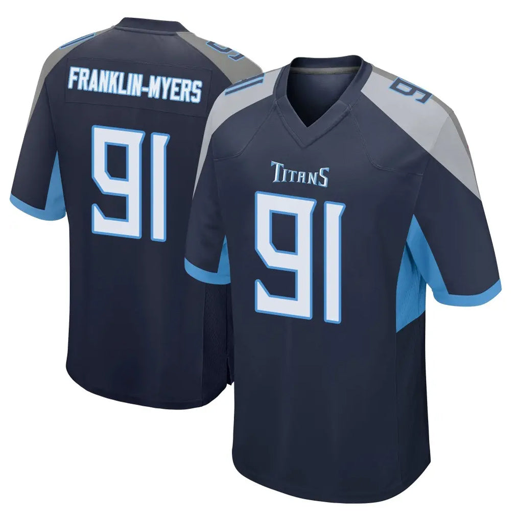 Tlead T.Titans #91 John Franklin-Myers Player Navy Home Game Stitched Jerseys