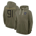 Tlead T.Titans #91 John Franklin-Myers Player Olive Salute to Service Hoodies Home Game Stitched Jerseys