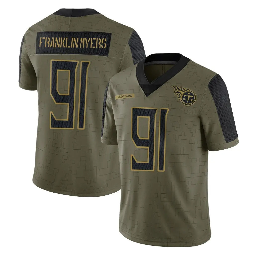 Tlead T.Titans #91 John Franklin-Myers Player Olive Salute to Service Limited Home Game Stitched Jerseys