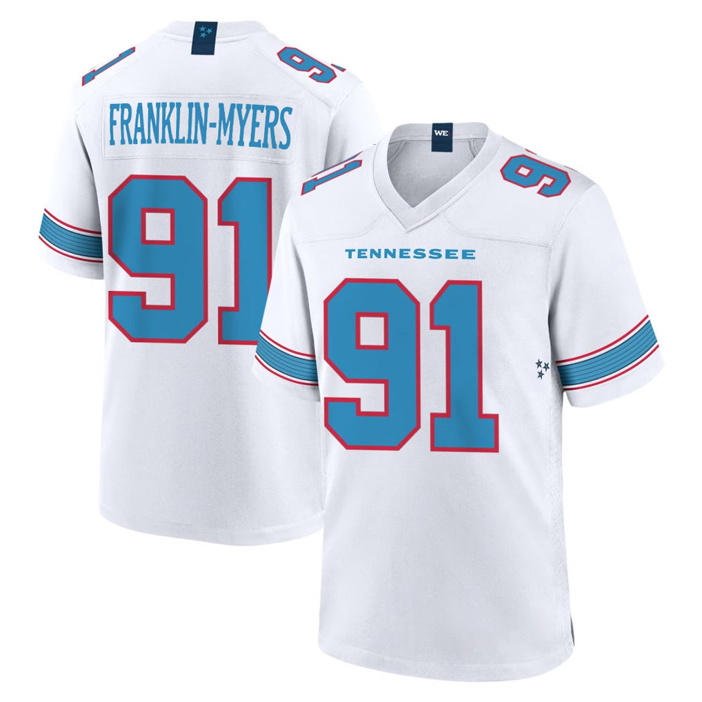 Tlead T.Titans #91 John Franklin-Myers Player White 2026 Game Home Stitched Jerseys