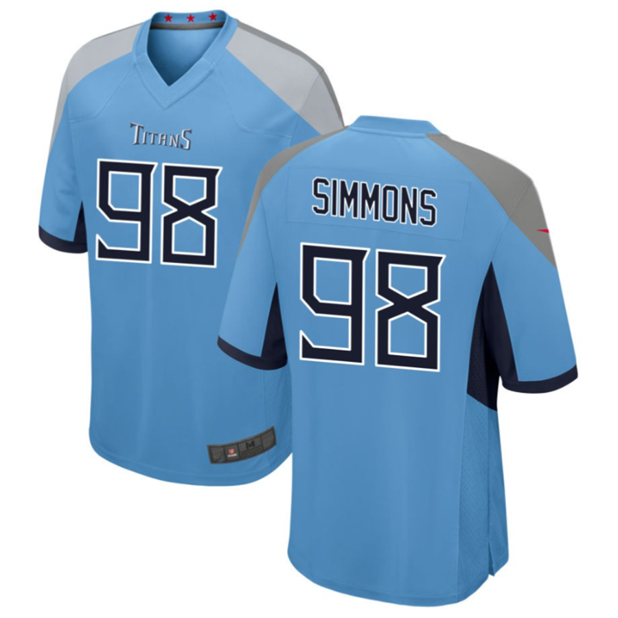 Tlead T.Titans #98 Jeffery Simmons Light Blue Player Game American Stitched Jerseys