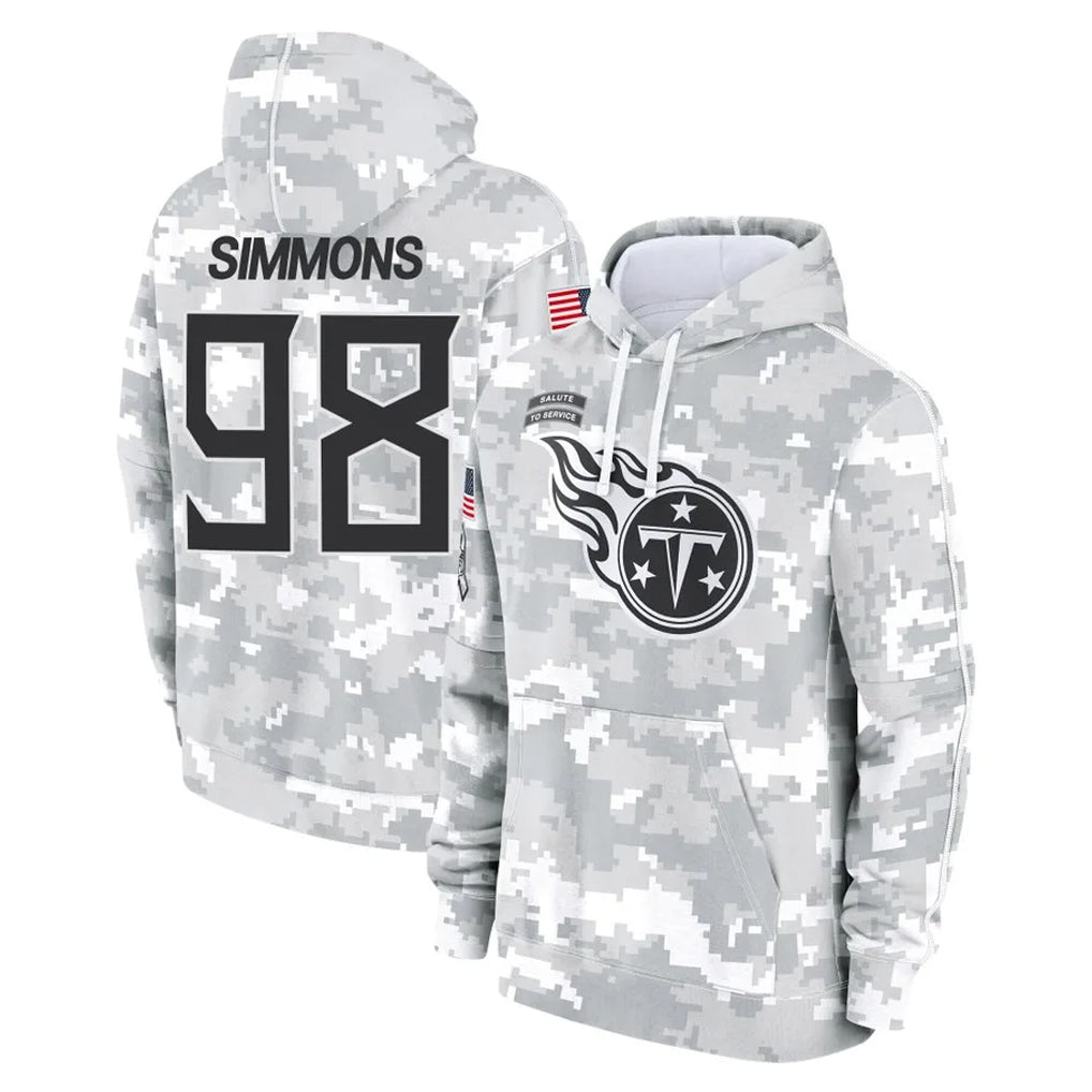 Tlead T.Titans #98 Jeffery Simmons Player Camo Arctic Salute to Service Pullover Hoodies Home Game Stitched Jerseys