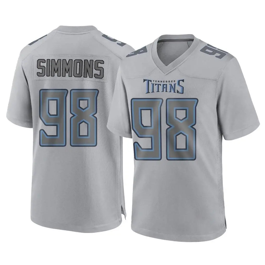 Tlead T.Titans #98 Jeffery Simmons Player Gray Atmosphere Fashion Home Game Stitched Jerseys