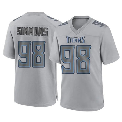 Tlead T.Titans #98 Jeffery Simmons Player Gray Atmosphere Fashion Home Game Stitched Jerseys