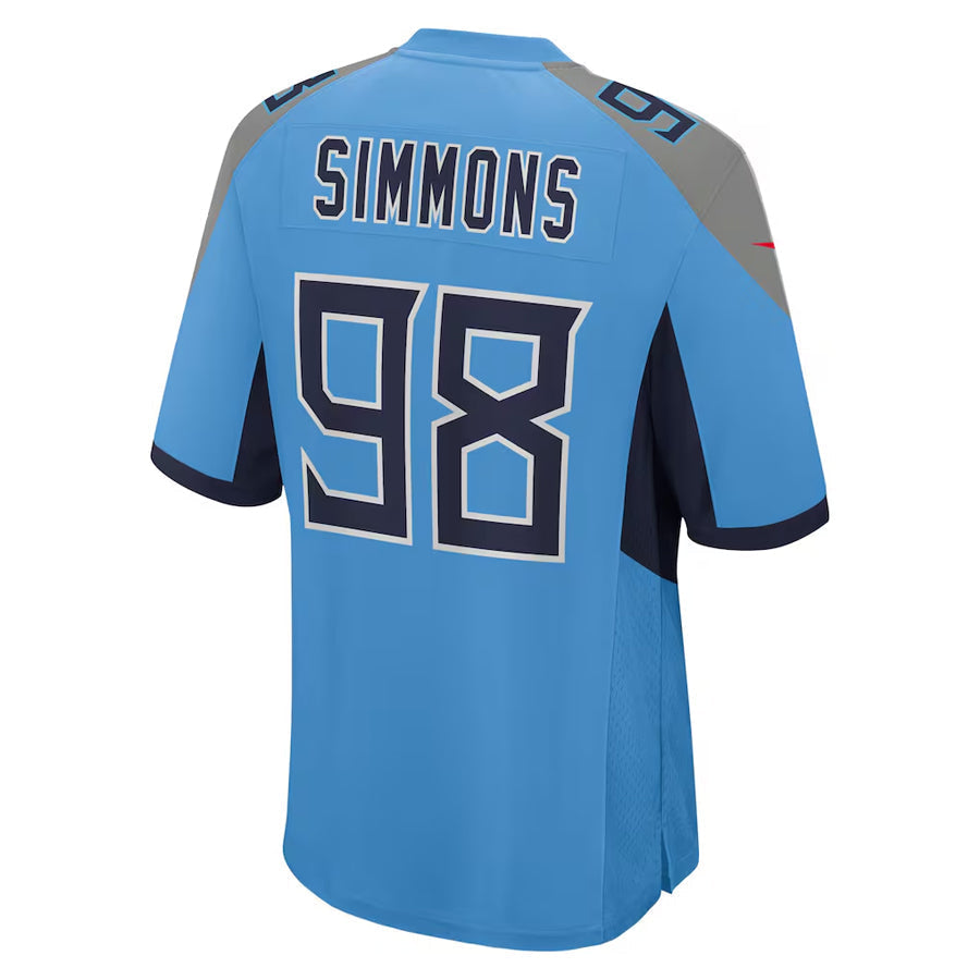 Tlead T.Titans #98 Jeffery Simmons Player Light Blue Home Game Stitched Jerseys
