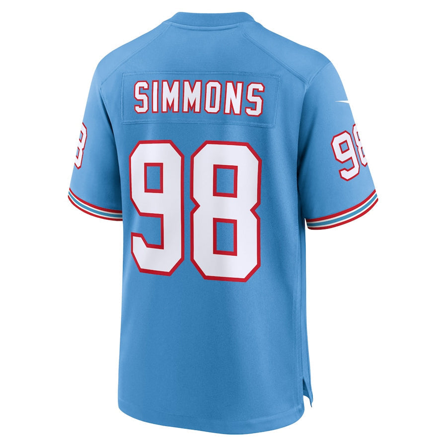 Tlead T.Titans #98 Jeffery Simmons Player Light Blue Throwback Alternate Game Stitched Jerseys