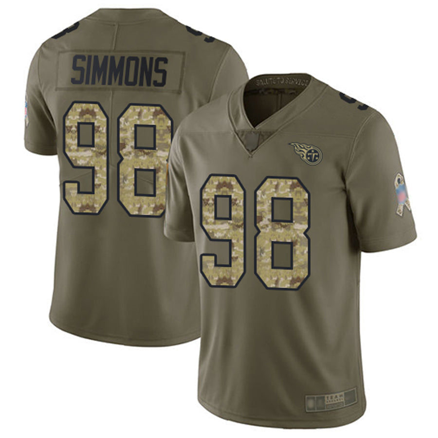 Tlead T.Titans #98 Jeffery Simmons Player Olive Salute To Service Limited Stitched Jerseys