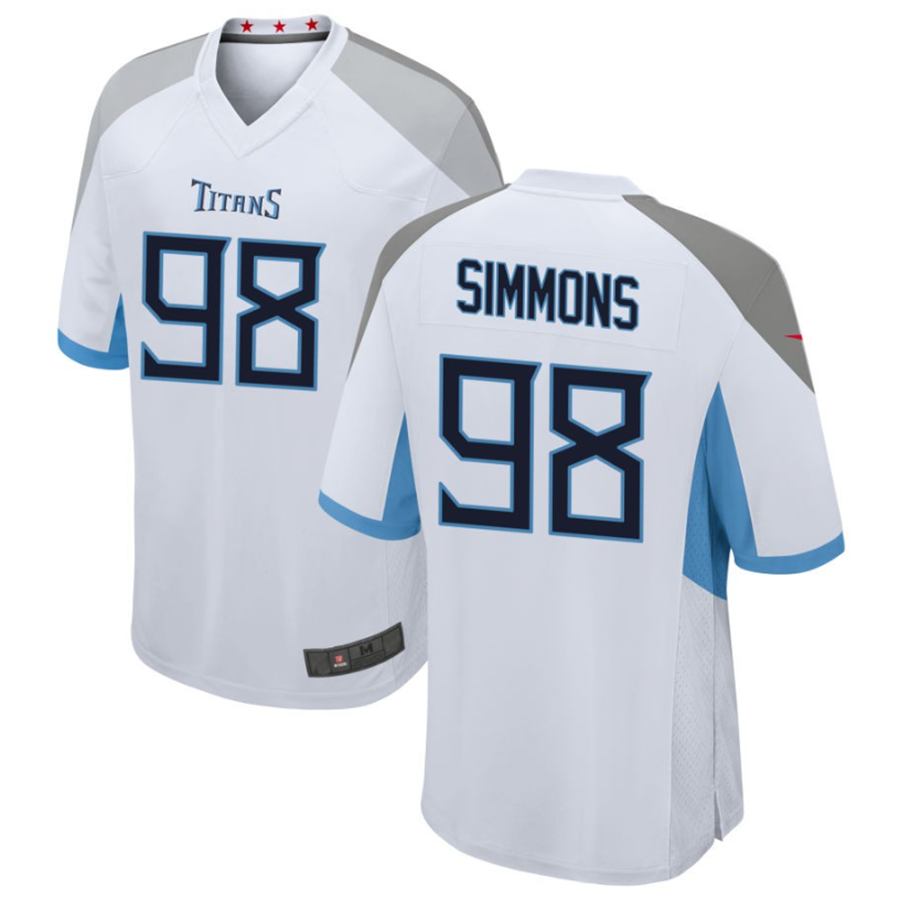 Tlead T.Titans #98 Jeffery Simmons White Player Game American Stitched Stitched Jerseys