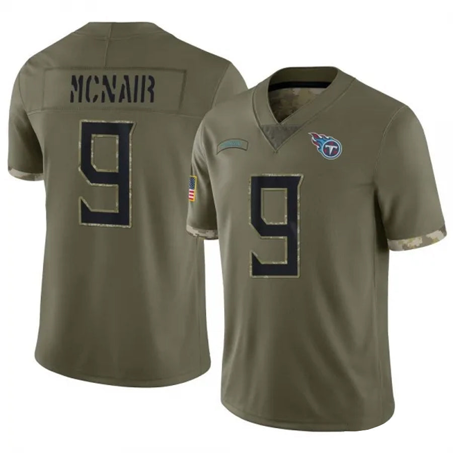 Tlead T.Titans #9 Steve McNair Player Olive Salute To Service Limited Stitched Jerseys