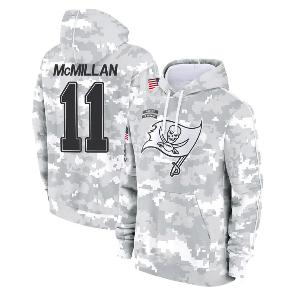 Tlead TB.Buccaneers #11 Jalen McMillan Player Arctic Camo Limited Salute to Service Pullover Hoodies Game Stitched Jerseys