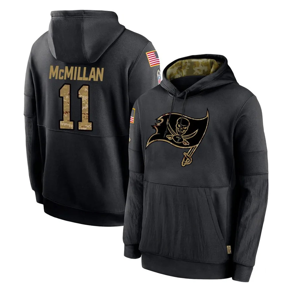 Tlead TB.Buccaneers #11 Jalen McMillan Player Black Salute to Service Sideline Performance Pullover Hoodies Home Game Stitched Jerseys