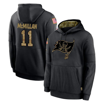 Tlead TB.Buccaneers #11 Jalen McMillan Player Black Salute to Service Sideline Performance Pullover Hoodies Home Game Stitched Jerseys