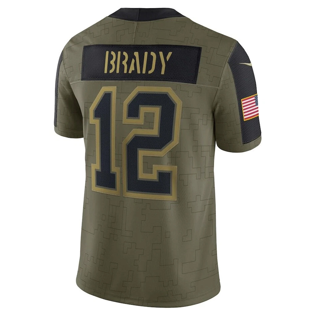 Tlead TB.Buccaneers #12 Tom Brady Player Olive Salute To Service Stitched Jerseys