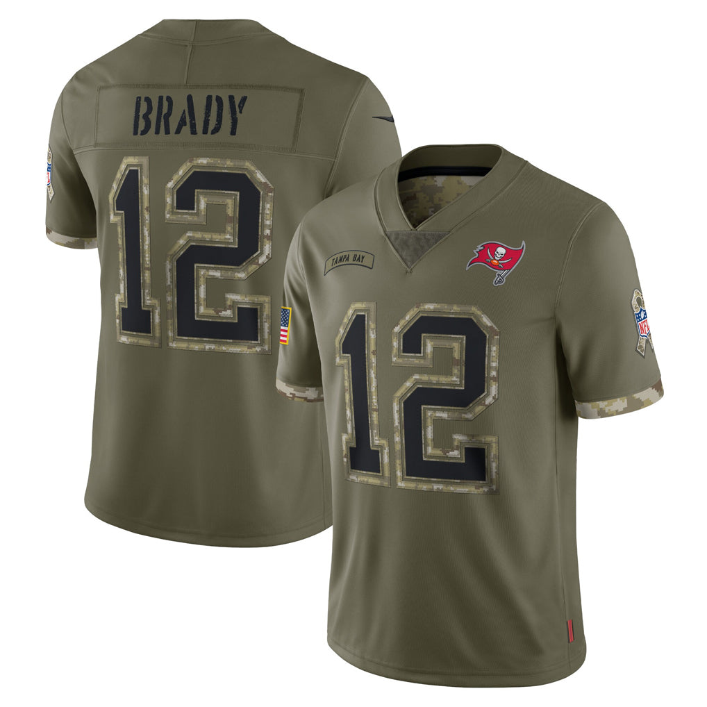 Tlead TB.Buccaneers #12 Tom Brady Player Olive Salute To Service Limited Stitched Jerseys
