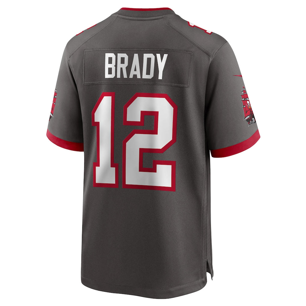 Tlead TB.Buccaneers #12 Tom Brady Player Pewter Home Game Stitched Jerseys