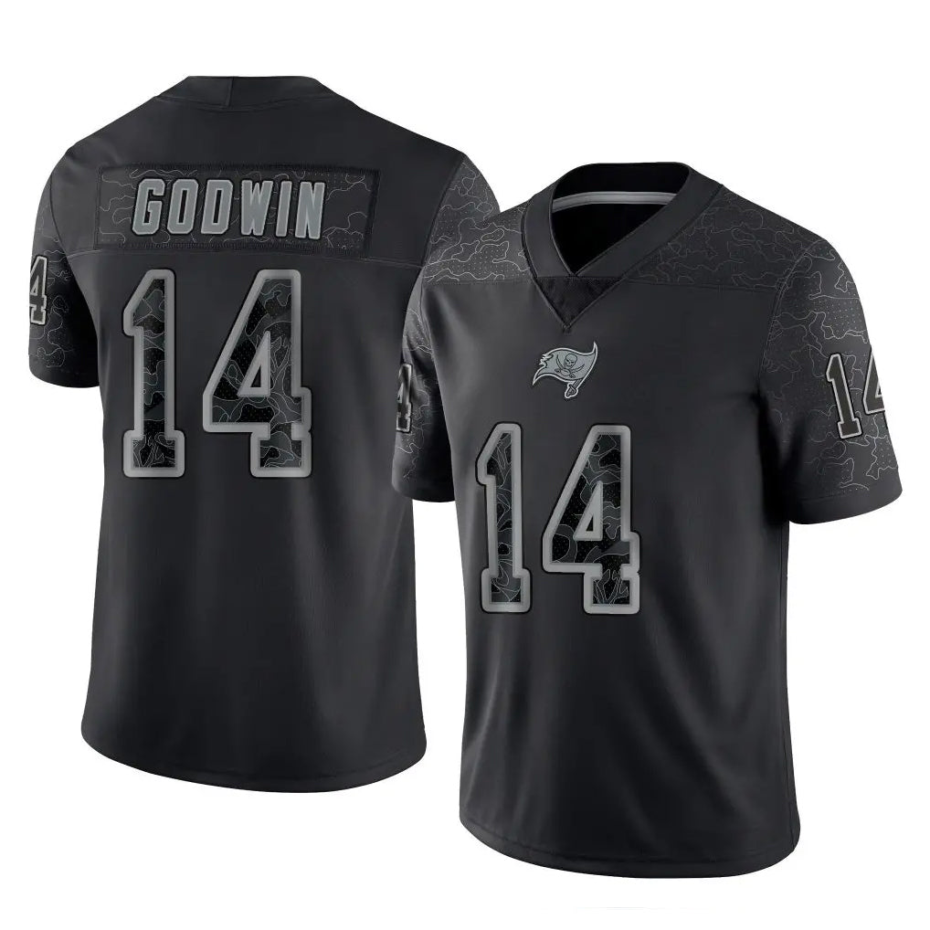 Tlead TB.Buccaneers #14 Chris Godwin Jr. Player Black Reflective Limited Home Game Stitched Jerseys